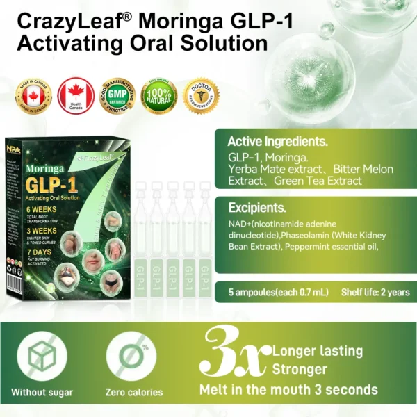 CrazyLeaf® GLP-1 Weight Loss Oral Solution Obesity,Cardiovascular Diseas, Diabetes, Sleep Apnea, Joint Problems and More